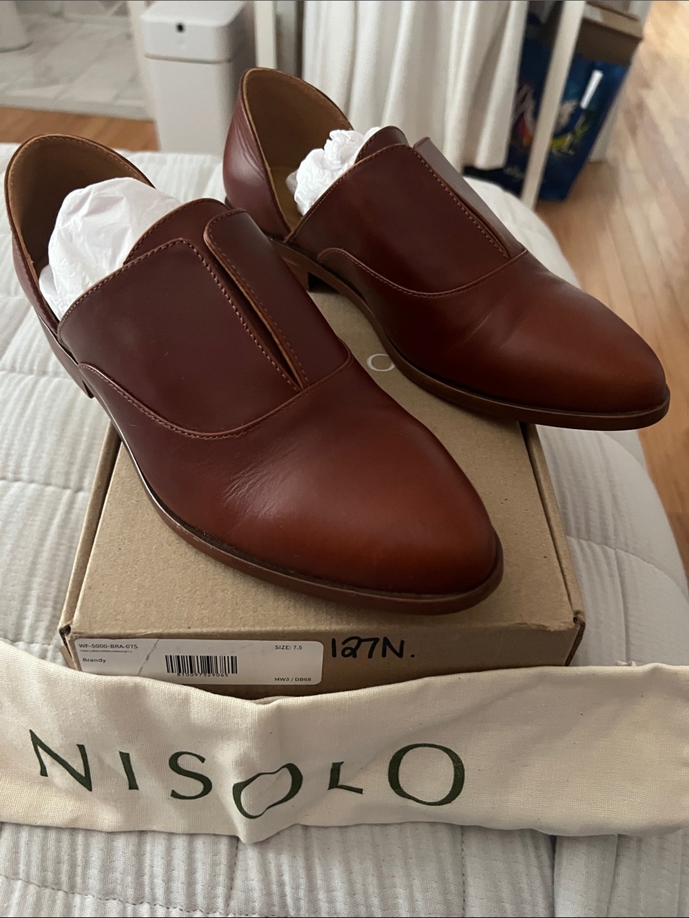 Nisolo Chestnut Leather Slip-On Loafers